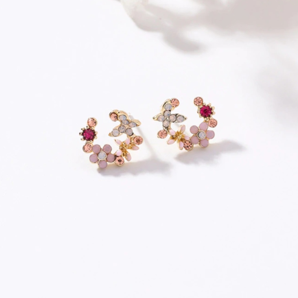 Small Wreath Earrings - Pink Multi